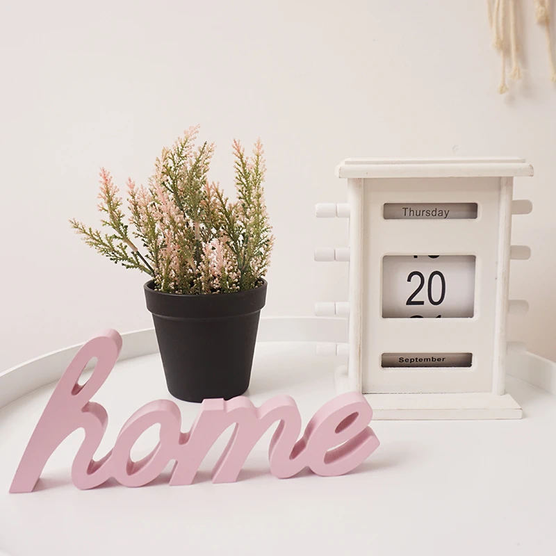 Nordic Style Pink Desktop Letter Small Ornaments Home Wedding Decoration Crafts Sign Props Decorative Wood Letters | Дом и сад