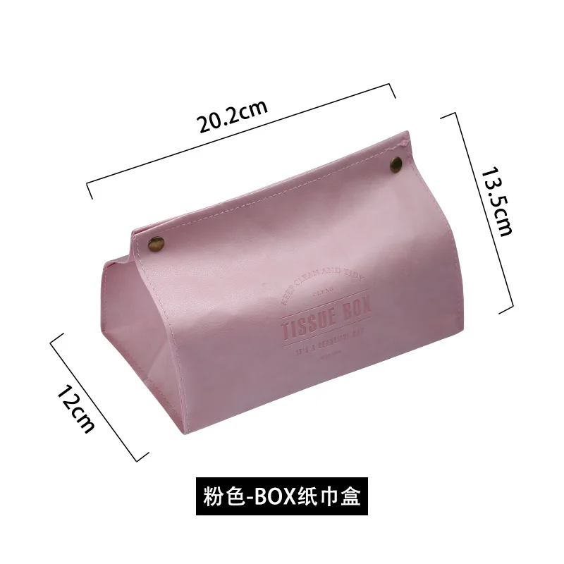 pink Портативный Футляр для салфеток, чехол для кухни из искусственной кожи, держатель для бумаги, автомобильный бумажный контейнер, украшение в скандинавском стиле, для хранения в офисе - Цвет: pink