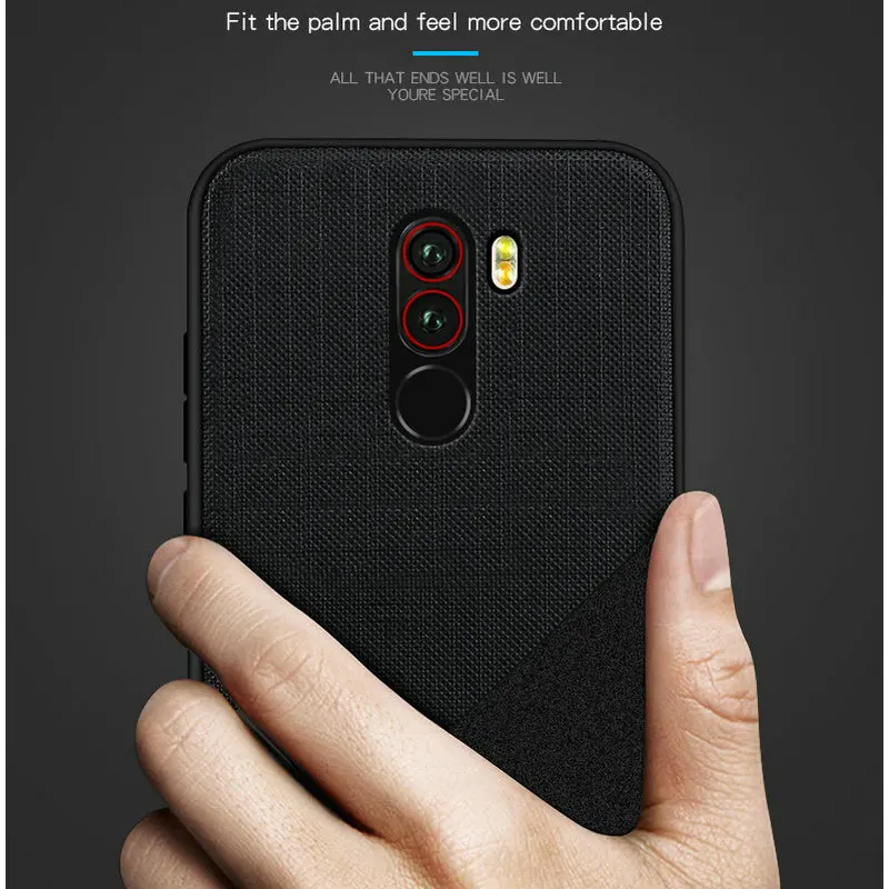Mofi PC+Cloth Mixed Color Back Cover Xiaomi Pocophone F1 Smartphone Soft Edge Case on Poco |