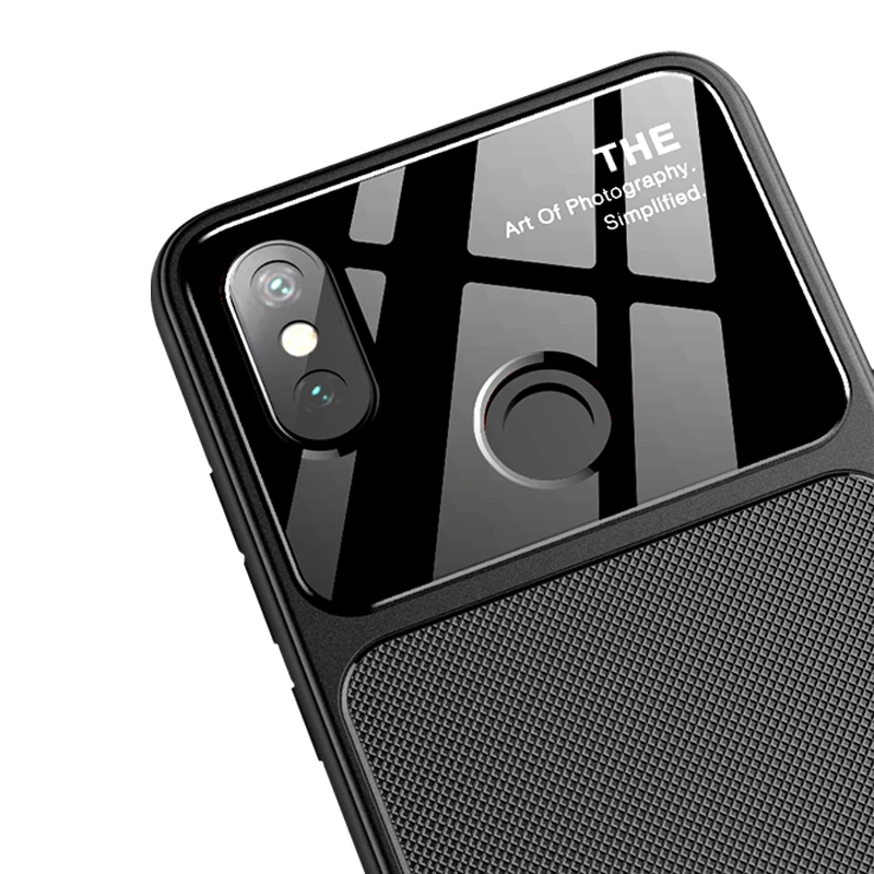 Lenuo TPU + Glass case for Xiaomi Mi A2 6X Soft Silicone Tempered glass Shockproof 3D Diamond pattern shell Cover For |