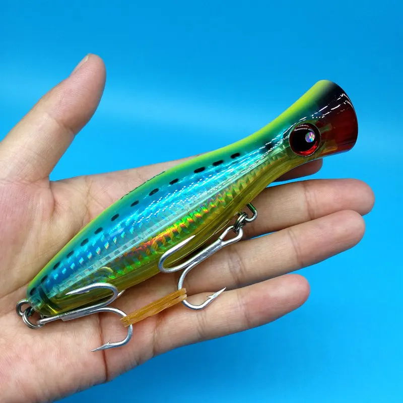 Noeby 1 шт. Topwater big Poppers 43 г/81 г/154 г 6 цветов глубокие морские рыболовные приманки верхняя вода тунец твердая приманка тройные Крючки - Цвет: 9602 43g 102