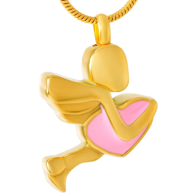 

IJD9461 Lovely Fairy Hold Heart Stainless Steel Cremation Pendants For Loved Ones Ashes Memorial Keepsake Urn Necklace Holder