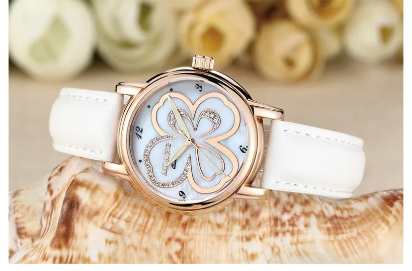 Женские кварцевые наручные часы с кристаллами из натуральной кожи|reloj brand|reloj