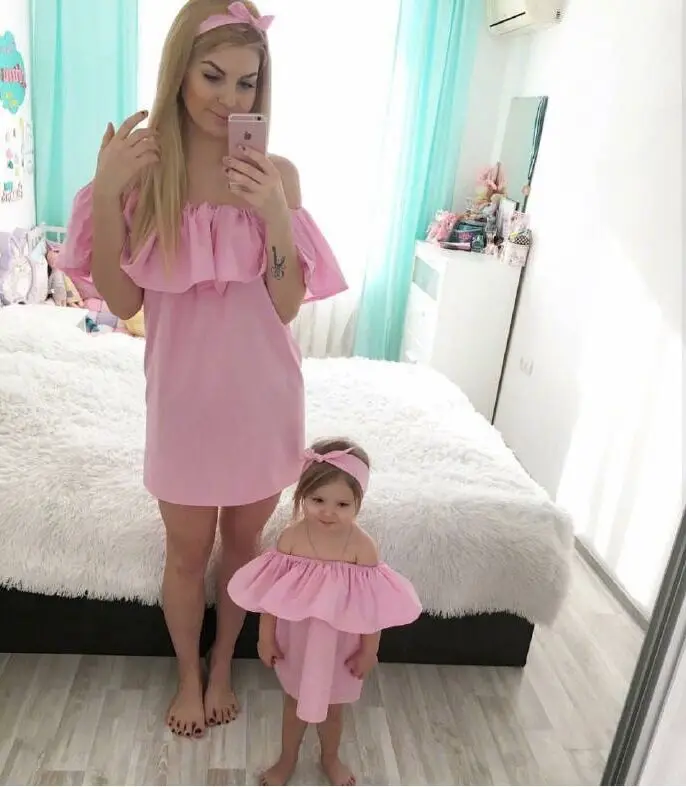 NewRuffle одежда для матери и дочери летние платья мамы дочки Семья подходящая друг к