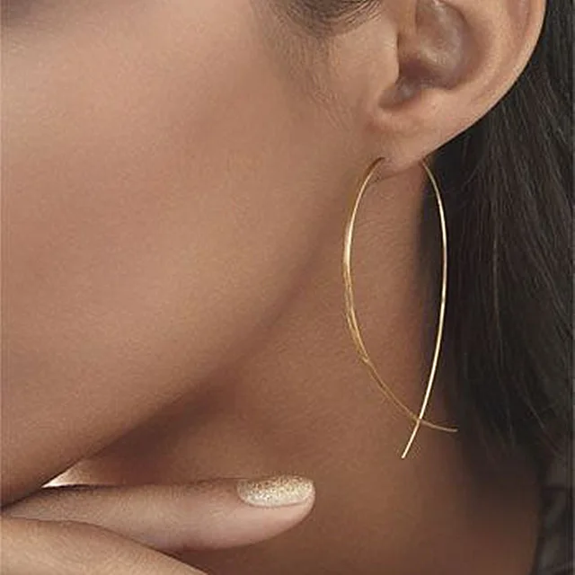 EK143 gold Новая мода Brincos сердце из имитации жемчуга кристалл цветок лук лист Крылья ангела серьги-гвоздики геометрической формы для женщин ювелирные изделия Bijoux - Окраска металла: EK143 gold
