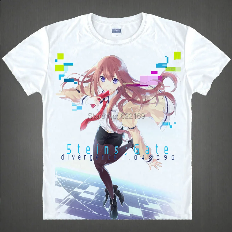 Steins Gate Kurisu Shiina T Shirt Cosplay Costumes Men's Japanese Famous Anime T-shirt Unique Gift Camisetas Masculina
