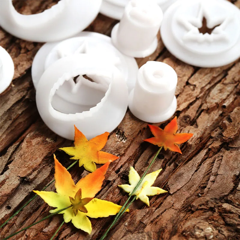 Пищевой пластик помадка Сахарный цветок резак Лист Розы кленовый лист 4 размера в