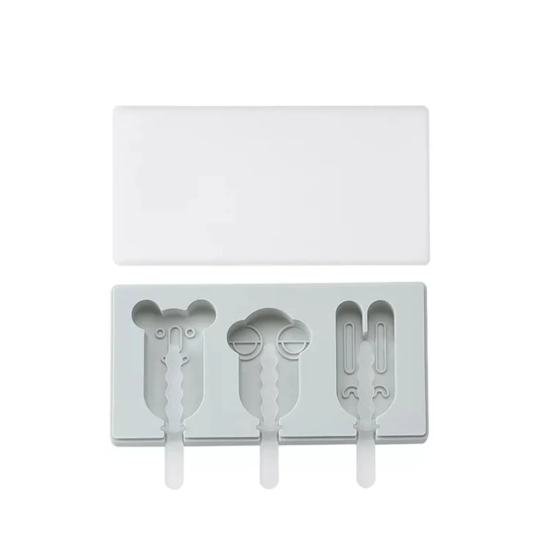owl Blue Силиконовая форма для мороженого с крышкой, форма для животных, форма для желе, форма для льда, форма для леденца, форма для льда, лоток для конфет, украшение - Цвет: owl Blue