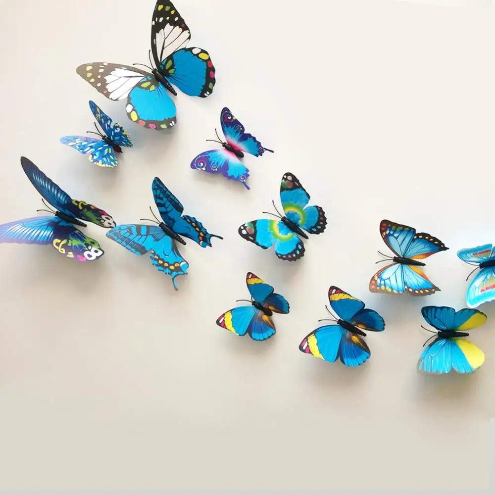 12pcs 3D Butterfly Sticker Art Design Decal Wall Home DIY Decor Stickers for Kids Room Decoration | Дом и сад