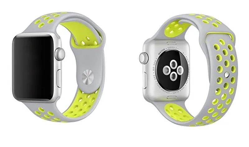 Бренд Кремния спортивный ремешок для наручных часов Apple Watch 44/40 мм, 38 мм/42 мм 1:1 черный/Вольт/Серый Серебряный iwatch 1/2/3/4 5 ремешки наручных часов