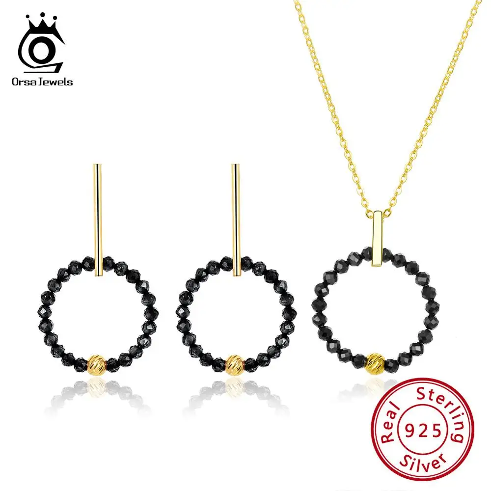 ORSA JEWELS, натуральный камень, чистое 925 пробы серебро, женские серьги, ожерелья, черная шпинель, красный гранат, хорошее ювелирное изделие SS34