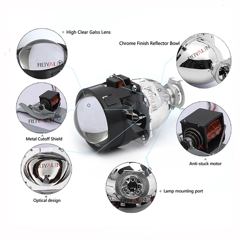 Светодиодные фары ROYALIN для автомобиля мотоцикла DRL H1 биксеноновые проектор H4 H7 COB