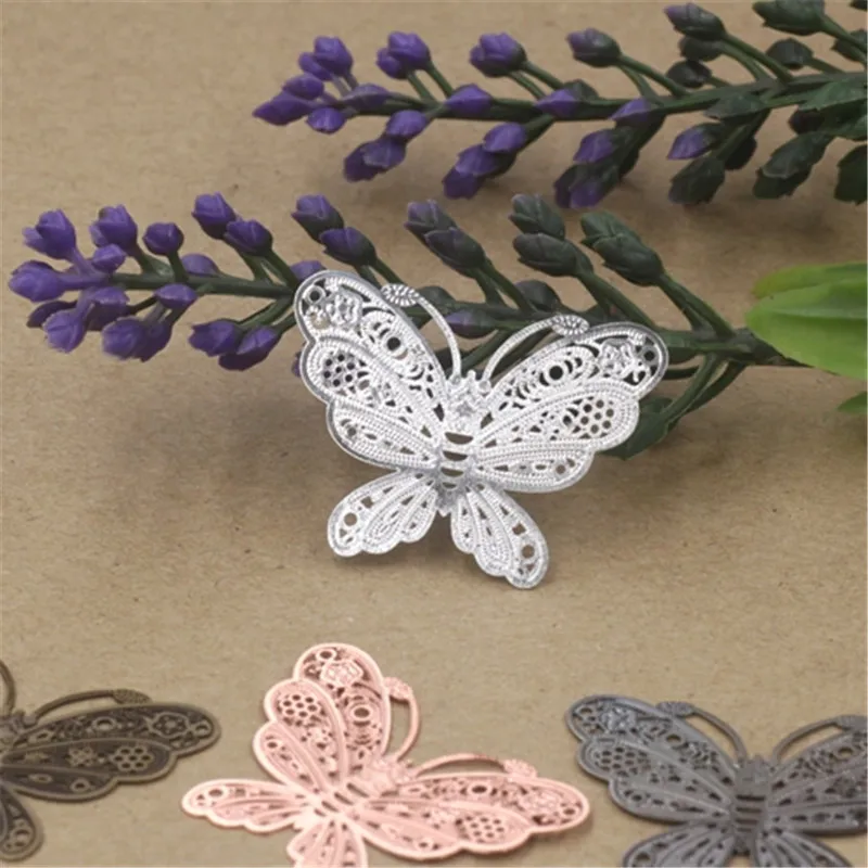 

20 pcs 6 Colors 35*27mm Butterfly Flower Leaves Copper Charms Pendant DIY Jewelry Base settings Finding