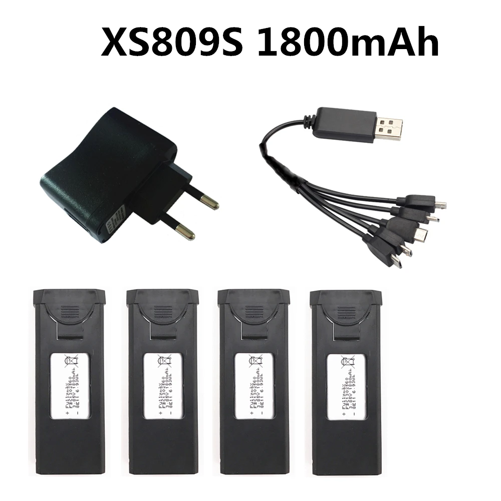 EU 4P Аккумулятор для Visuo XS809s xs812 RC Quadcopter, запасные части, аксессуары, 3,7 в, 1800 мАч, Lipo аккумулятор, перезаряжаемый для Дронов - Цвет: EU 4P