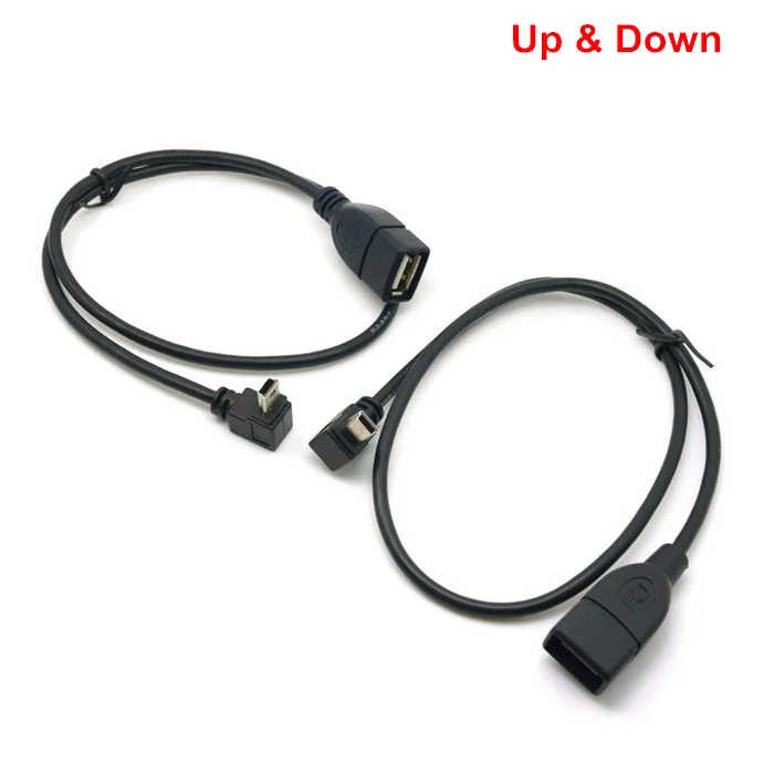 Вверх и вниз под углом 90 градусов мини USB Тип B к разъему OTG кабель 10 см 25 0 1 м для