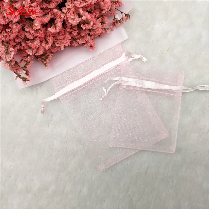pink 50/шт мешки из органзы на шнурке мешочки для свадебной вечеринки Подарочная сумка Упаковка мешочки тюлевые сумки 6x8 8x11 10x15 12x17 19x29cm6z - Цвет: pink