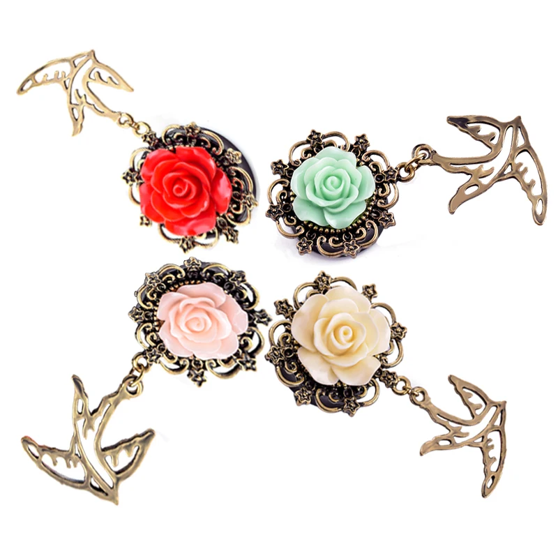 1 шт. кулон цветы болтаются тоннели в Уши пирсинг Калибр пробки и Туннели