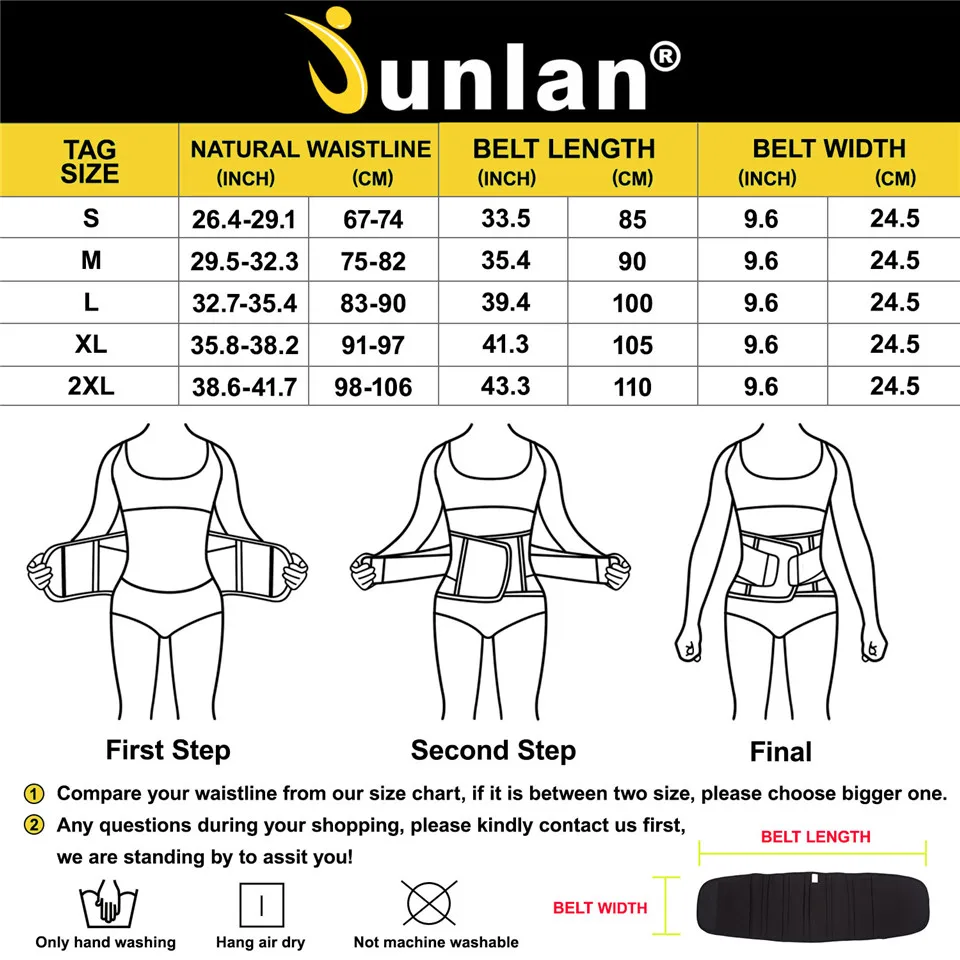 Junlan Women Waist Trainer Neoprene Slimming Belt Reducing Workout Shapewear Tummy Control Training Shaper Modeling Shaping