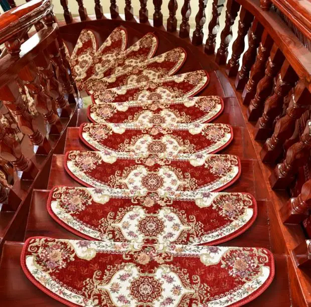 165 Red Wine 24X75 см Европейский жаккардовый лестничный Ковер Коврик противоскользящий ванная комната ковер отель лестничный ковер домашний вход/Коврик для прихожей напольный ковер - Цвет: 165 Red Wine
