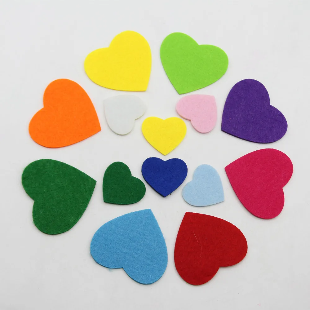 Красочные Нетканые войлочные нашивки Love Heart для одежды аппликации шитья
