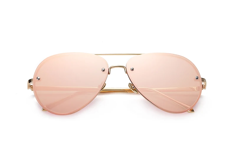 C07 Gold Pink Новые модные брендовые дизайнерские Винтажные Солнцезащитные очки без оправы для женщин и мужчин, ретро очки с прозрачными линзами, зеркальные солнцезащитные очки для женщин - Цвет линз: C07 Gold Pink