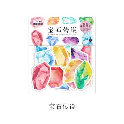 shining Gemstones 40 шт./пакет винтажные головоломки фрукты Сияющие драгоценные камни животное декоративная наклейка-стикер для дневника DIY планировщик для скрапбукинга наклейки-указатели - Цвет: shining Gemstones