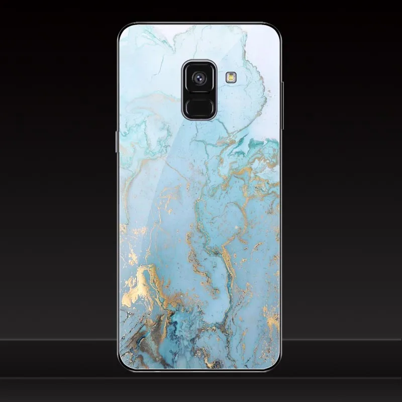 Закаленное стекло чехол для samsung Galaxy A8 2018/A52018/a8 плюс отточить задняя крышка 13