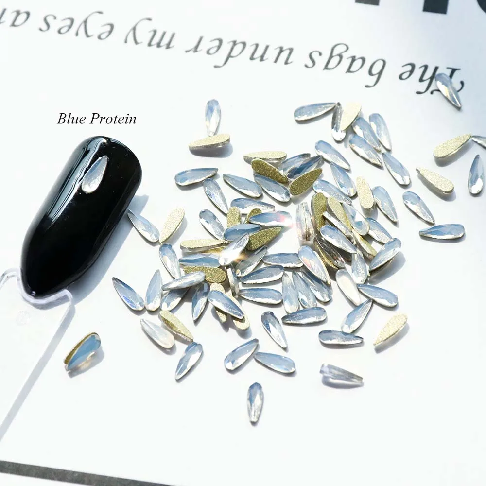 Blue Protein 10 шт Блестящий Кристалл капли воды Дизайн ногтей Стразы для страз 3D очаровательный камень плоская задняя часть ювелирные изделия Маникюр украшения для ногтей Совет CH1007 - Цвет: Blue Protein