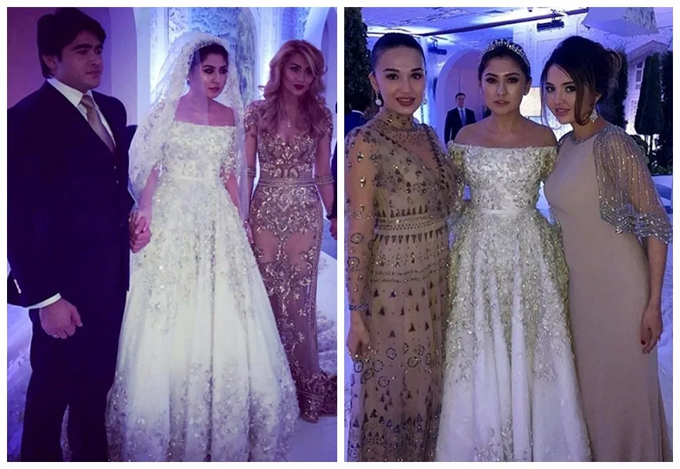 2017 Великолепный Собор Поезд Свадебное Платье Кружева Лодка Шеи С Коротким