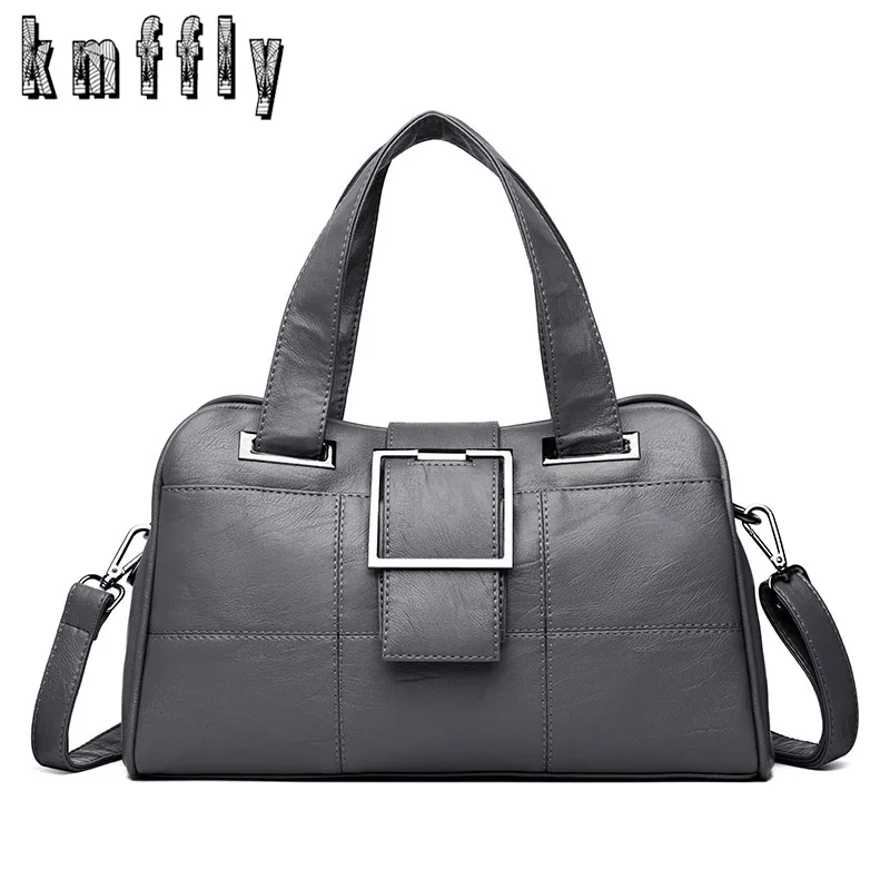 KMFFLY Высококачественная кожаная женская сумка Большая вместительная через плечо