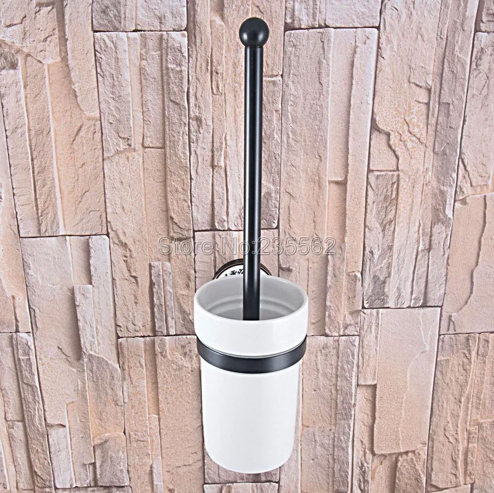 

Black Oil Rubbed Brass Bathroom Accessories Wall Mounted Bathroom Toilet Cleaning Brush and Holder Set lba762