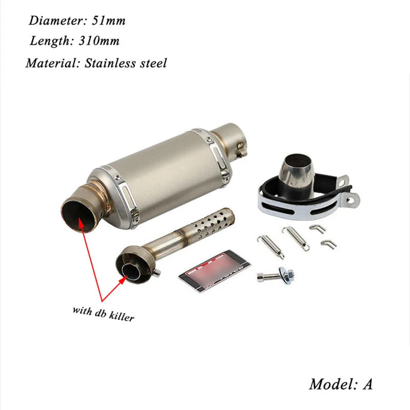 Глушитель на мотоцикл 310/370/440 мм из нержавеющей стали 51 мм|motorcycle silencer|silencer