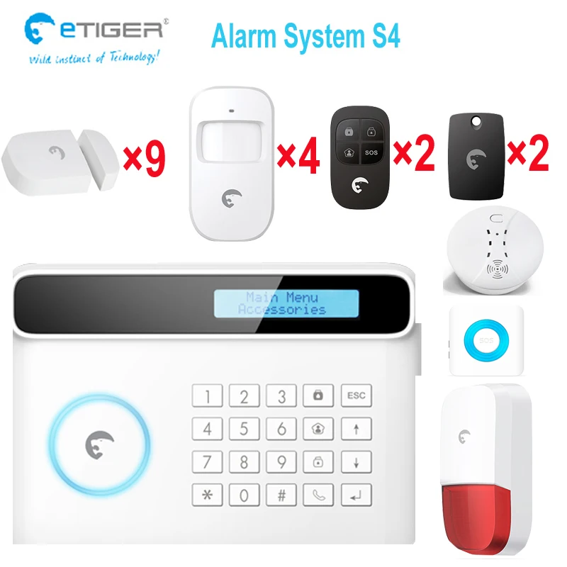 Оптовая продажа цена etiger S4 охранная Домашняя gsm PSTN двойная сетевая сигнализация