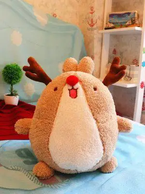 Kawaii аниме 33 см Molang кролик Рождественская шапка олень 2 стиля плюшевая Мягкая кукла животное мягкая игрушка для детей подарки на день рождения - Цвет: Коричневый