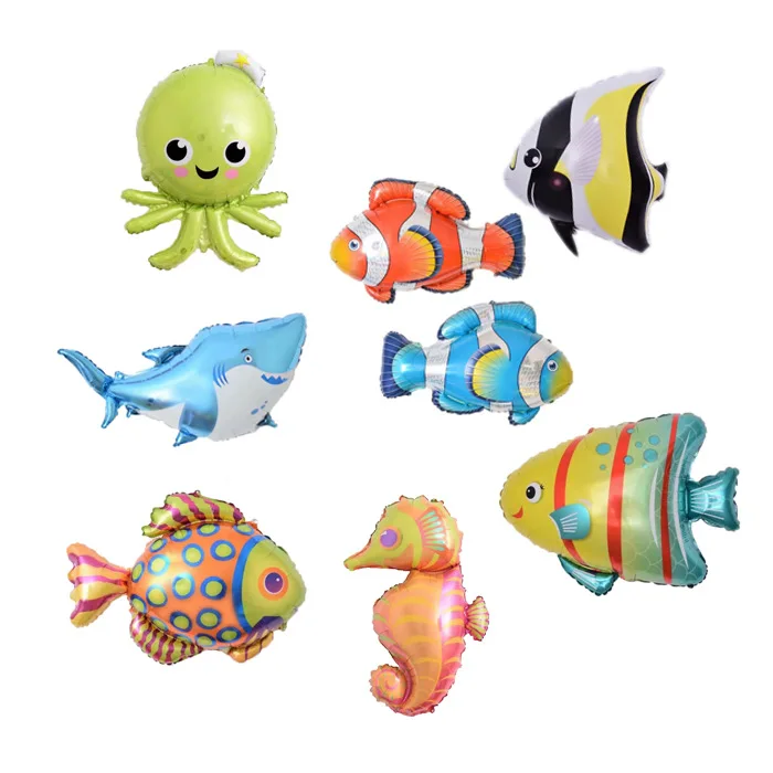 Большая рыба Лобстер осьминог шары из фольги Акула украшения для дня рождения