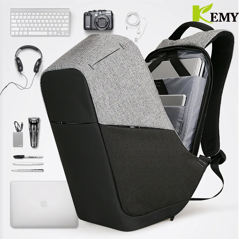 KEMY, модный мужской рюкзак с защитой от кражи и usb зарядкой, 15,6 дюймов, сумка для ноутбука, рюкзак, водонепроницаемый мужской рюкзак, Монмартр, Mochila