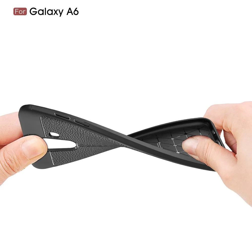 MSK для Samsung galaxy A6 мягкий чехол текстурированная задняя крышка Личи TPU Бесплатный