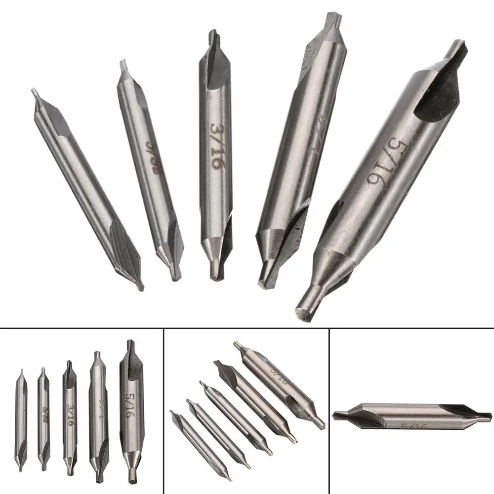 

5Pcs/Set 60 Degree HSS Center Spotting Drill Bits Combined Countersink Bits Chamfer Drill Bits For Processing