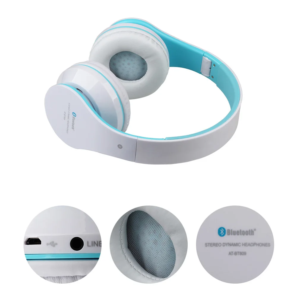 At-Bt809 Высокое качество HIFI наушники с микрофоном Bluetooth Игры повязка 3.5 мм