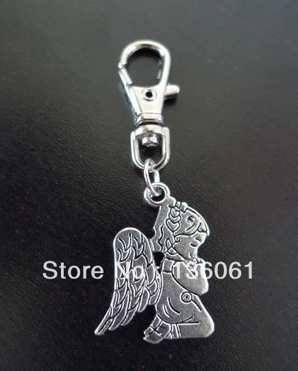 Винтажное серебряное кольцо для ключей с изображением девушки ангела помолите