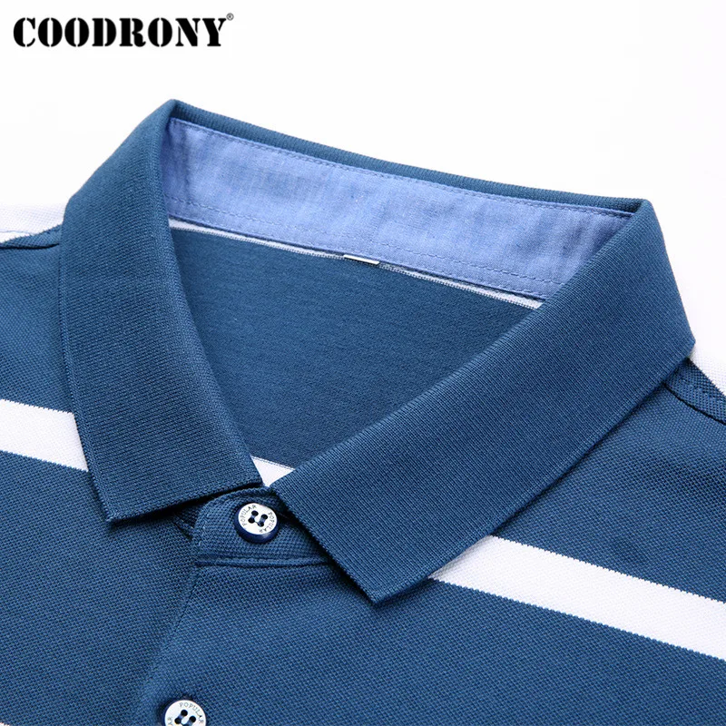 Мужская Уличная футболка COODRONY хлопковая в полоску с коротким рукавом на весну