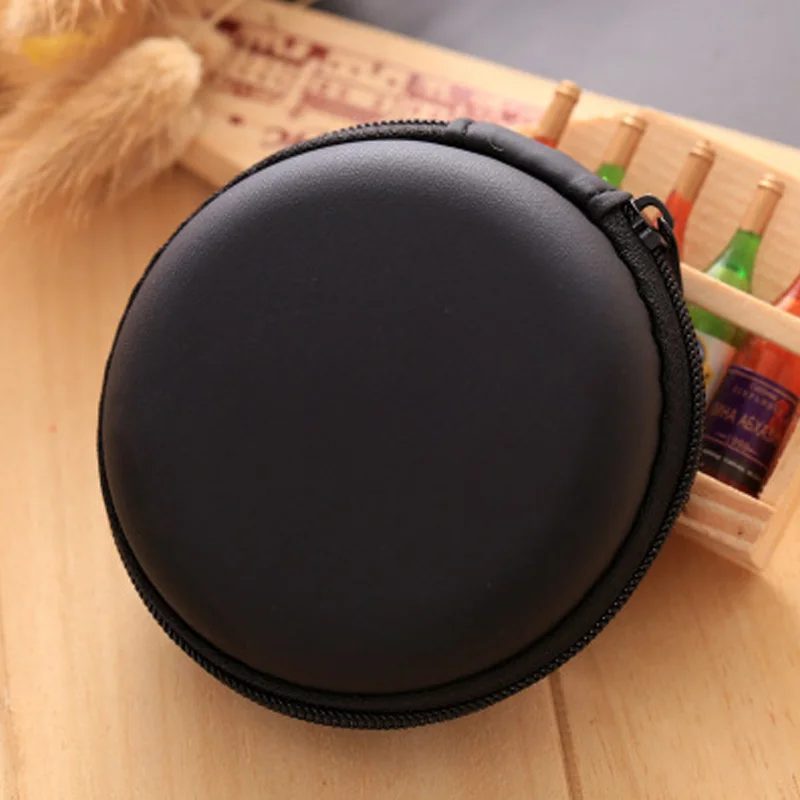 round black Ключ Монета Сумки хранение Твердый Чехол Водонепроницаемый SD карты путешествия кабель наушники сумка для наушников держатель коробка Наушники - Цвет: round black
