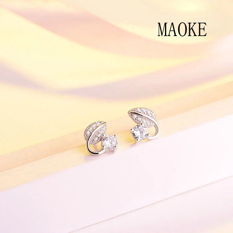 

Promotional S925 Sterling SV Leaves Micro-inlaid Zircon Earrings Fashion Jewelry for Women's Fashion Gifts