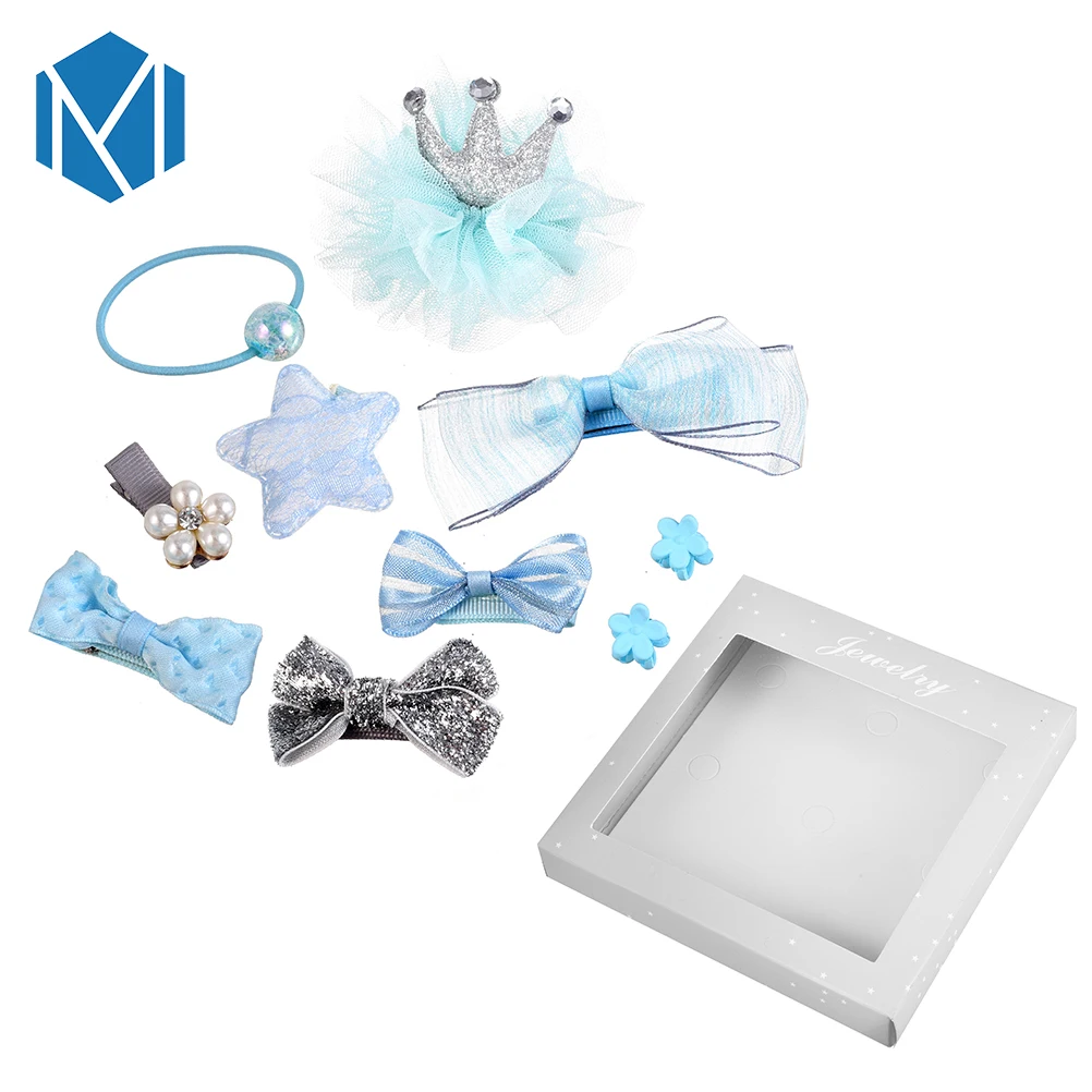 M MSIM 1Box Set=10PCS Children Girls Princess Lace Crown Hair Accessories Set Tiara Bow-knot Star Clips Flower Claws | Детская одежда и