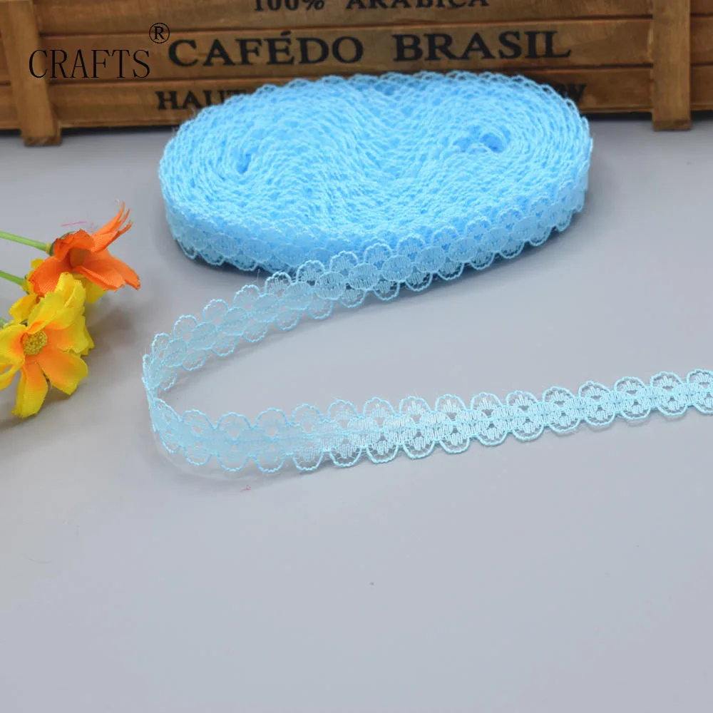 light blue 10 ярдов Красивая кружевная вышивка 14 мм широкая кружевная лента DIY аксессуары ткань кружева аксессуары Швейные принадлежности Одежда - Цвет: light blue