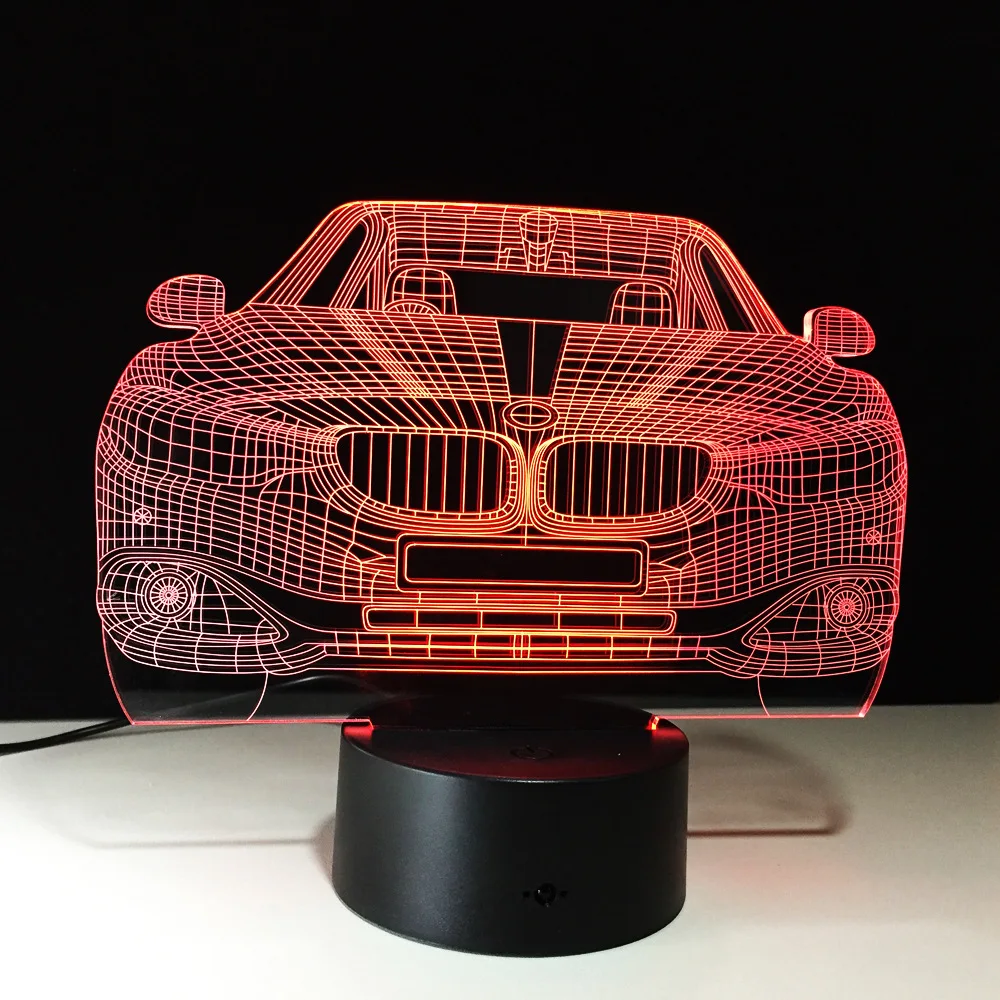 СВЕТОДИОДНЫЙ Автомобильный 3D иллюзия Лампа 7 цветов Изменение светодиодный Luminaria