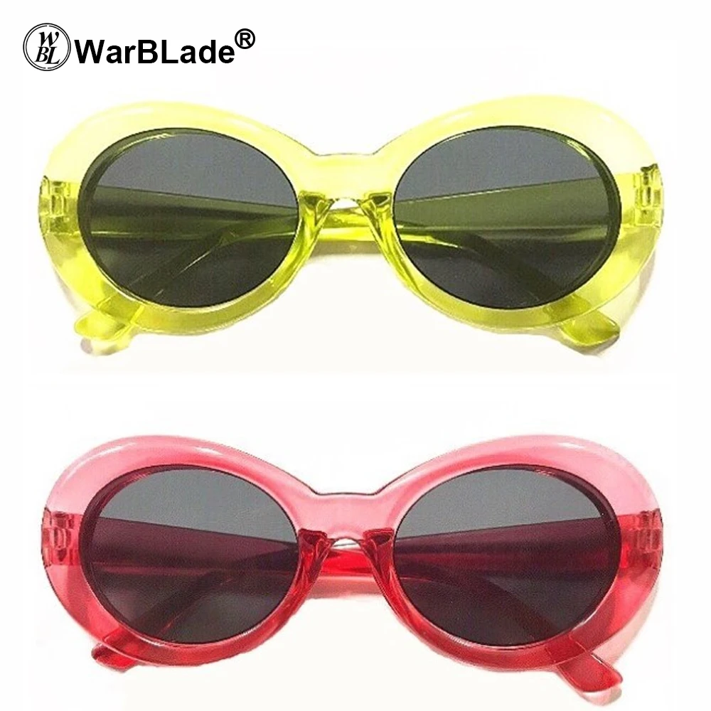 Clout goggle Kurt Cobain glasses oval sunglasses ladies trendy 2018 hot Vintage retro sunglasses Women's white black eyewear UV