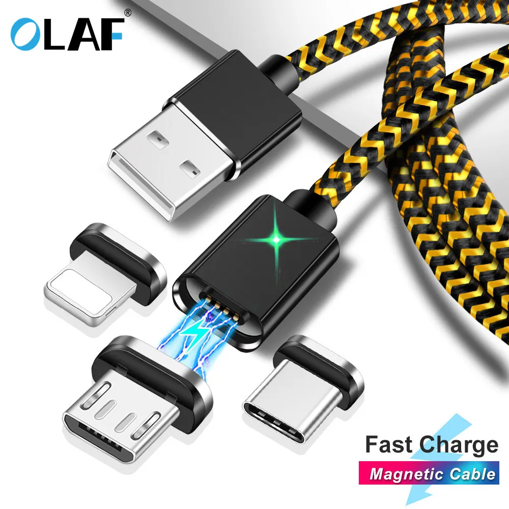 Магнитный светодиодный usb кабель Olaf 3A Micro USB для быстрой зарядки и передачи данных