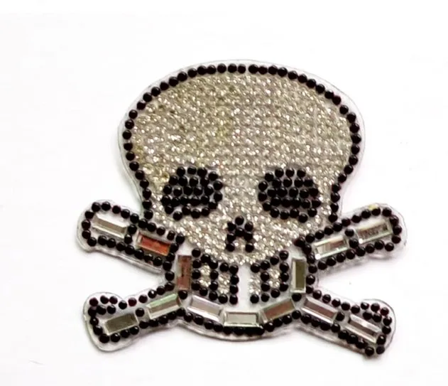 

SKull head motif iron on design rhinestone applique patch hot fix rhinestone transfer motifs sticker