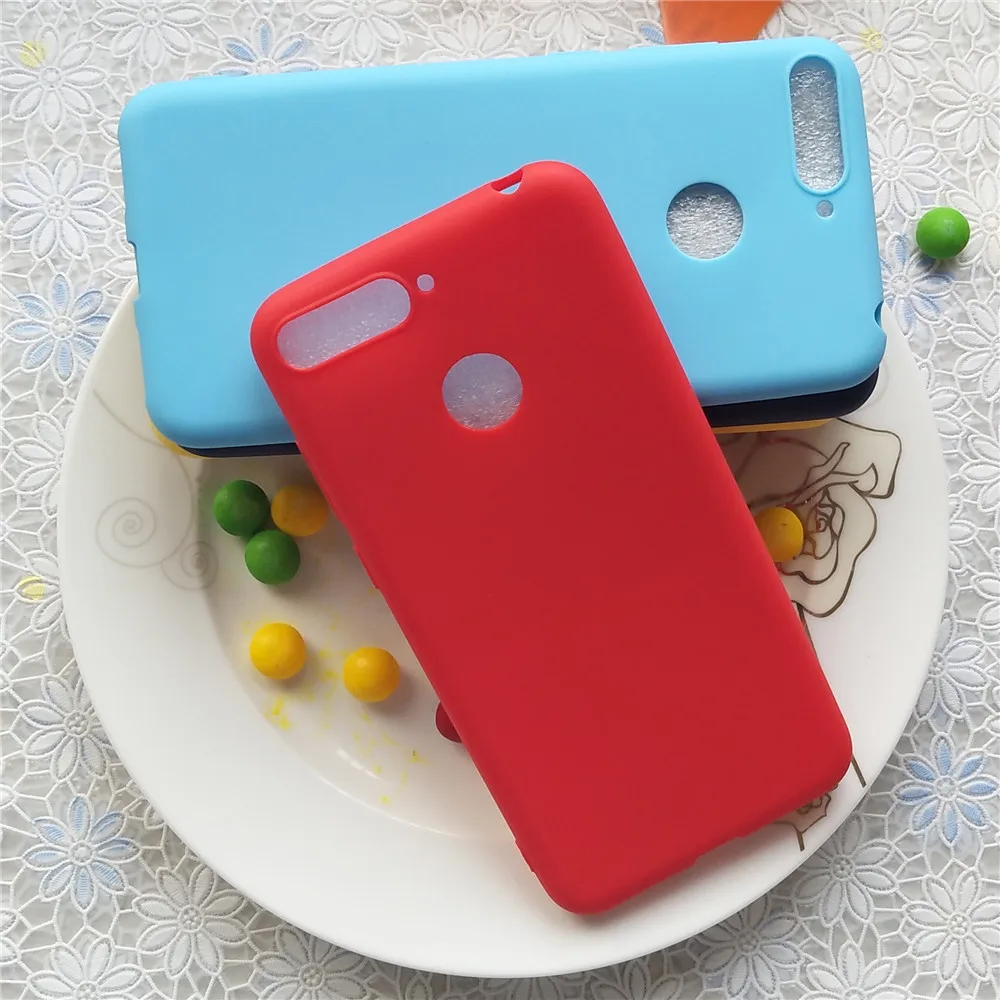 Простая однотонная задняя крышка для Huawei Y6Prime 2018 Macarons Цветной силиконовый